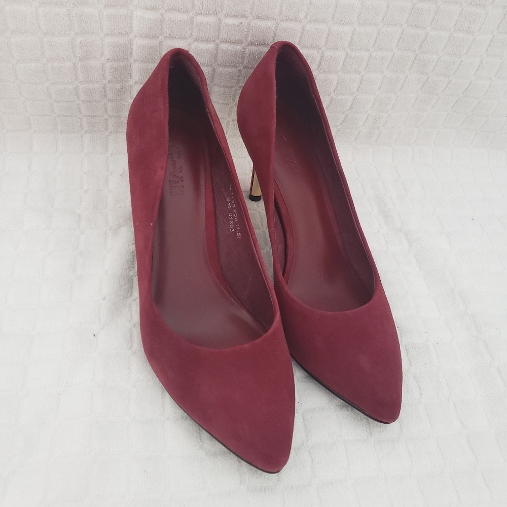 Red suede heels